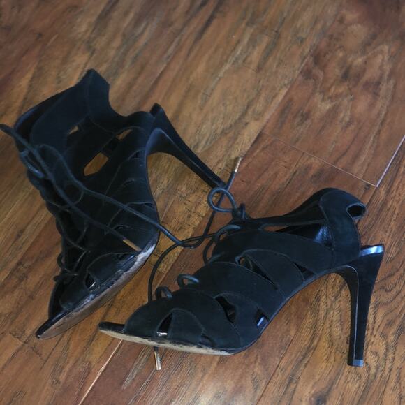 (REVOLVE $295) JOIE Raquel Lace Up Heels Black Witchy Whimsy Fairy Goth 38.5 8.5 - Picture 3 of 7